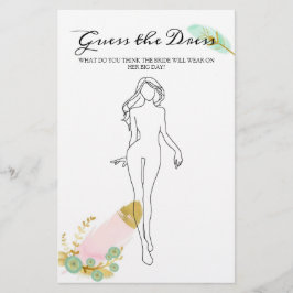 Brautparty Game Boho Feathers Raten Sie das Kleid Flyer