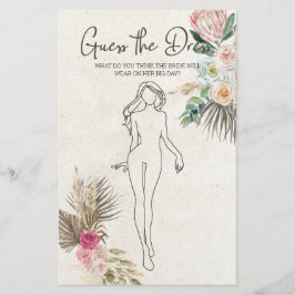 Brautparty Game Boho Ratet die Dresskarte Flyer