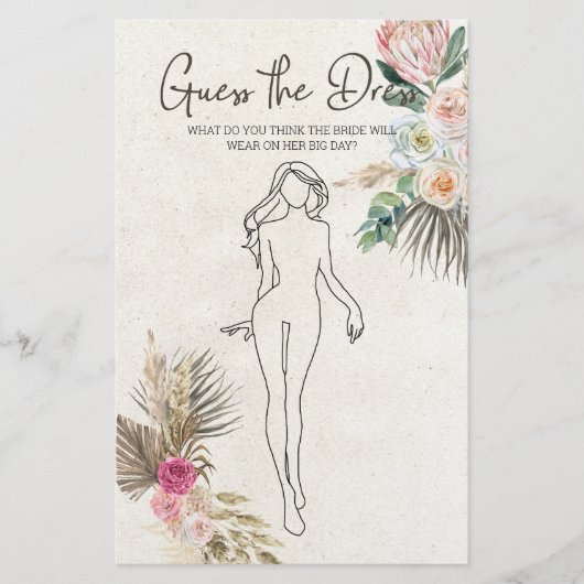 Brautparty Game Boho Ratet die Dresskarte Flyer (Vorne)