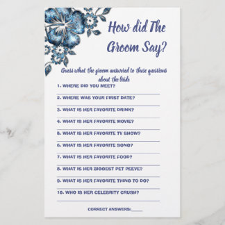 Brautparty Game Card Was hat der Groom gesagt? Flyer