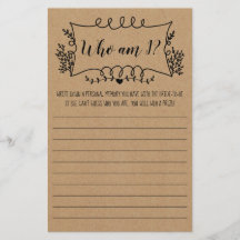 Brautparty Game Card Wer bin ich