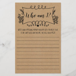 Brautparty Game Card Wer bin ich Flyer