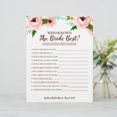 Brautparty Game, der Bride Floral kennt (Stehend Vorderseite)