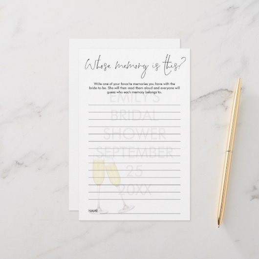 Brautparty Game, dessen Gedächtnis dieses Weinglas (Vorderseite/Rückseite Beispiel)