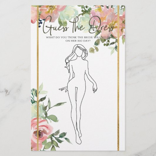 Brautparty Game Eggshell Blush Ratet das Kleid Flyer (Vorne)