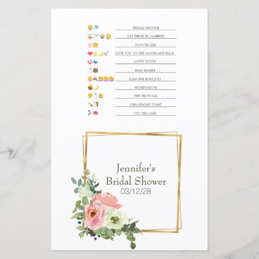 Brautparty Game Emoji Pictionary Eggshell Blush (Rückseite)