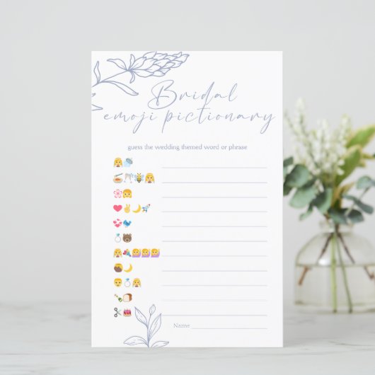 Brautparty Game Emoji Pictionary Periwinkle (Stehend Vorderseite)