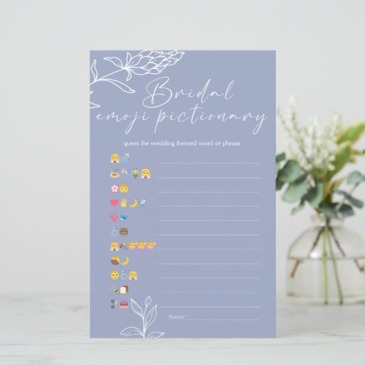 Brautparty Game Emoji Pictionary Periwinkle (Stehend Vorderseite)