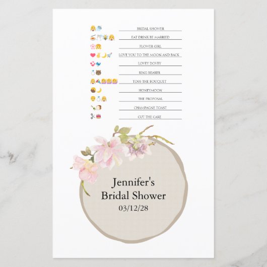 Brautparty Game Emoji Pictionary Pink Blank (Rückseite)