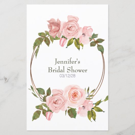 Brautparty Game Emoji Pictionary Pink Roses (Rückseite)