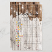 Brautparty Game Emoji Pictionary Rustikales Holz (Vorne/Hinten)