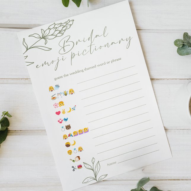 Brautparty Game Emoji Pictionary Sage Boho (Von Creator hochgeladen)