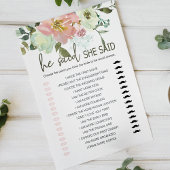 Brautparty Game Er sagte, sie sagte Eggshell Rose