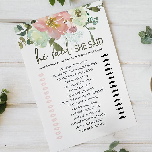 Brautparty Game Er sagte, sie sagte Eggshell Rose