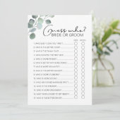 Brautparty Game-Eucalyptus-Guess Who Programm (Stehend Vorderseite)