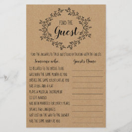 Brautparty Game findet die Gästekarte Flyer