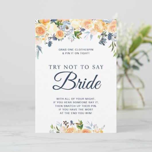 Brautparty Game Floral Sage keine Bride Card Einladung (Stehend Vorderseite)