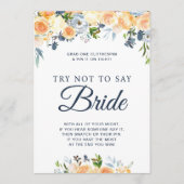 Brautparty Game Floral Sage keine Bride Card Einladung (Vorderseite)