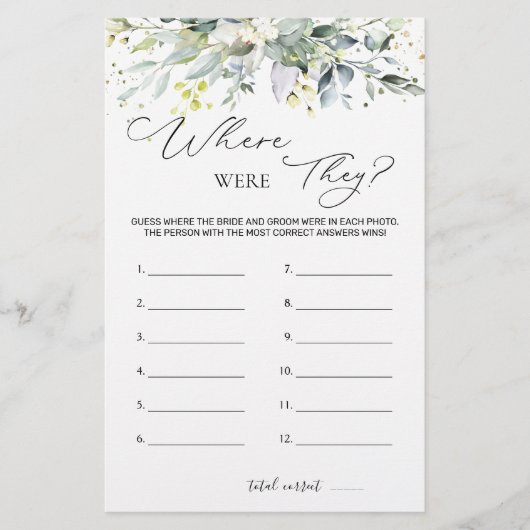 Brautparty Game Greenerity wo sie waren Briefpapier (Vorderseite)