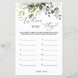 Brautparty Game Greenerity wo sie waren Flyer