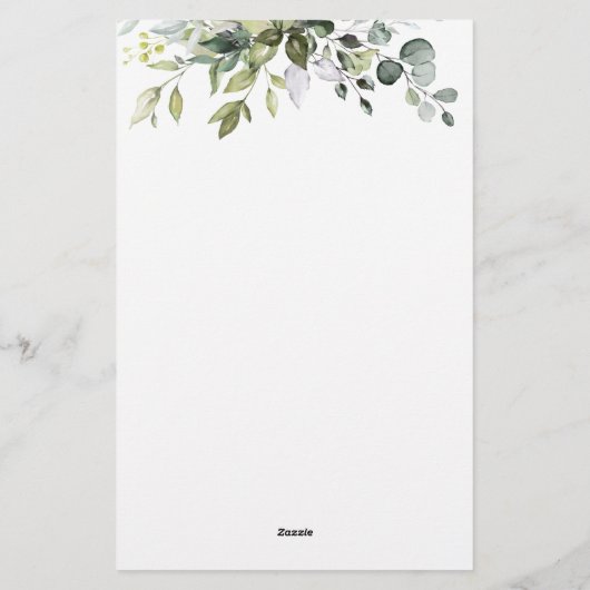 Brautparty Game Greenery, wo wir waren Briefpapier (Rückseite)