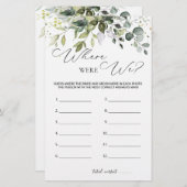 Brautparty Game Greenery, wo wir waren Briefpapier (Vorne/Hinten)