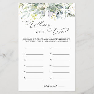 Brautparty Game Greenery, wo wir waren Flyer