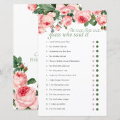 Brautparty Game Guess, der sagte, blushing Rose (Vorne/Hinten)
