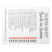 Brautparty Game Guess Wer Notizblock (Vorderseite)