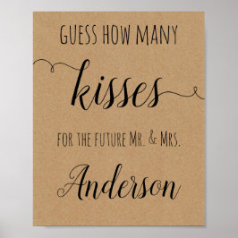 Brautparty Game Guess Wie viele Kisses Poster