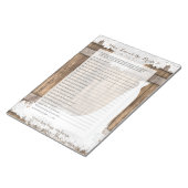 Brautparty Game in rustikalem Holz- und Spitzentec Notizblock (angewinkelt)