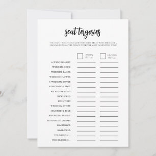 Brautparty-Game-Karte für Minimalistische Kategori Einladung