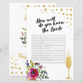 Brautparty Game Kennen Sie den Bride Champagne (Vorne/Hinten)