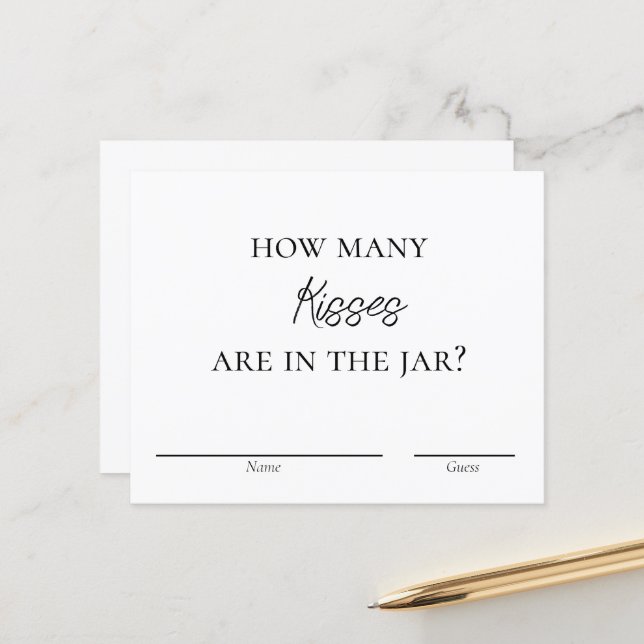 Brautparty Game - Kisses für die Mrs. Cards (Vorderseite/Rückseite Beispiel)