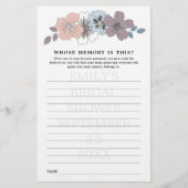 Brautparty Game mit Memory Blue Pink Florals (Vorderseite)