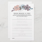 Brautparty Game mit Memory Blue Pink Florals (Vorne/Hinten)