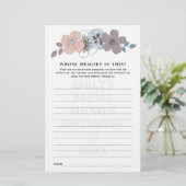 Brautparty Game mit Memory Blue Pink Florals (Stehend Vorderseite)