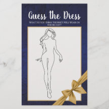 Brautparty Game Navy Gold Raten Sie das Kleid