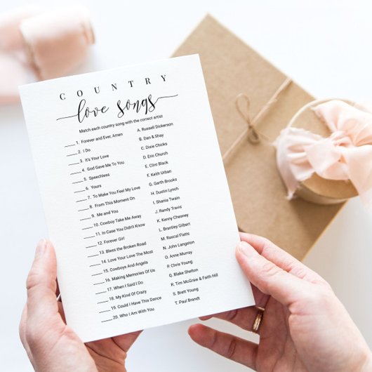 Brautparty Game Personalisiert Country Liebe Songs Einladung