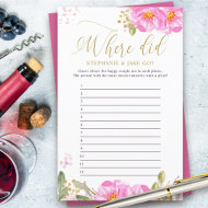Brautparty Game Pink Floral Wo sind sie hingegange