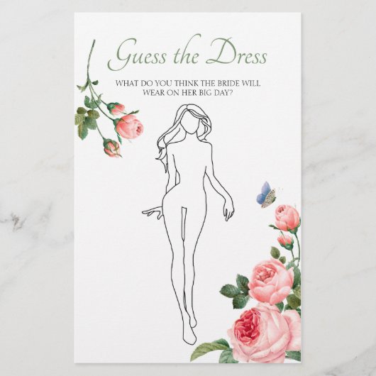 Brautparty Game Pink Roses Raten Sie die Kleiderka Flyer (Vorne)