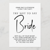 Brautparty Game Sage keine Bride Card Einladung (Vorderseite)