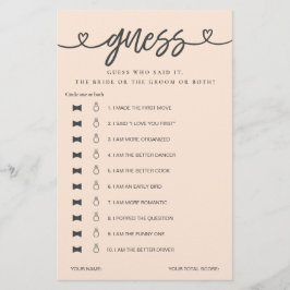 Brautparty Game sagte er sagte, sie sagte raten