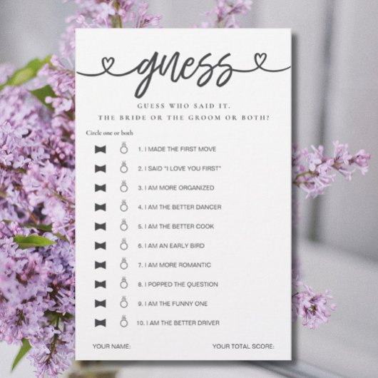 Brautparty Game sagte er sagte, sie sagte raten