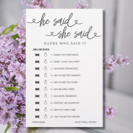 Brautparty Game sagte er sagte, sie sagte raten