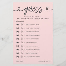 Brautparty Game sagte er sagte, sie sagte raten