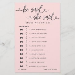 Brautparty Game sagte er sagte, sie sagte raten