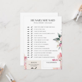 Brautparty Game, sagte er, sie sagte rosa Flora Einladung