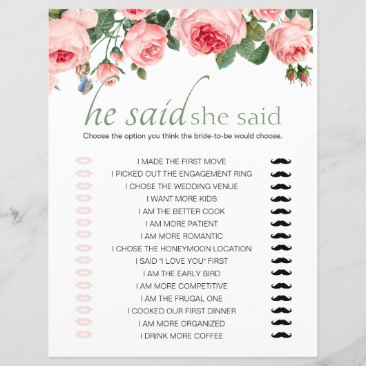 Brautparty Game, sagte er, sie sei rot. (Vorderseite)