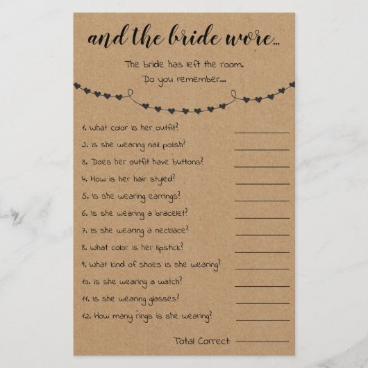 Brautparty Game und Bridge Wore Card Flyer (Vorne)